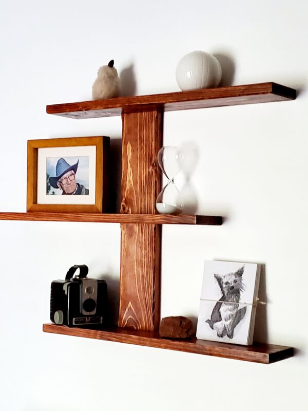 Wall mounted wood shelves, Modern Rustic Style, Beveled Edges, Farm House wood shelf, Living room, Nursery, Hallway, Picture display, Memorabilia displaying, handmade product, handcrafted out of solid wood, reclaim wood décor, living room decoration, unique design