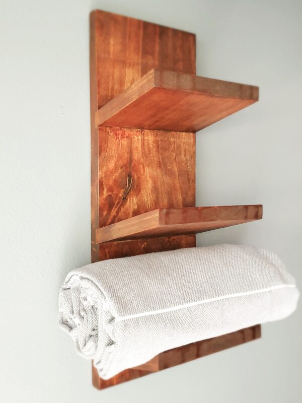 Wall mounted Towel Rack, Modern Rustic Style with Beveled Edges, Farm House wood shelf, shower Towel rack, Bathroom, Shower, Wet room, Poolside cabana, Guest room bathroom, Gym rack, home decor, guest house decoration