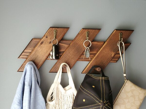 Coat Rack and Key Holder, Modern Rustic hanger, Entryway Key Organizer, Handmade Key Shelf, Wall-mounted, Wooden shelves