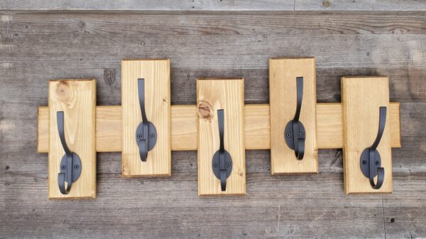 Wooden coat Rack, Modern Rustic hanger, Entryway Organizer, Handmade Wood Shelf, Wall-mounted décor, Farm House Style decoration, Heavy duty hooks