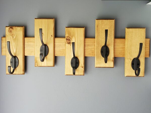 Wooden coat Rack, Modern Rustic hanger, Entryway Organizer, Handmade Wood Shelf, Wall-mounted décor, Farm House Style decoration, Heavy duty hooks, handmade house decor