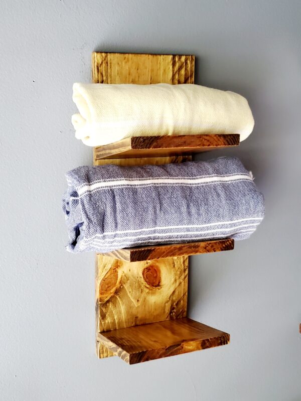 Wall mounted Towel Rack, Modern Rustic Style with Beveled Edges, Farm House wood shelf, shower Towel rack, Bathroom, Shower, Wet room, Poolside cabana, Guest room bathroom, Gym rack, home decor, guest house decoration