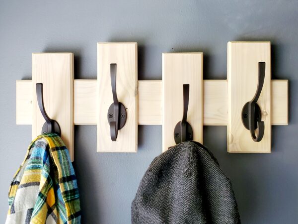 Wooden coat Rack, Modern Rustic hanger, Entryway Organizer, Handmade Wood Shelf, Wall-mounted décor, Farm House Style decoration, Heavy duty hooks, handmade house decor