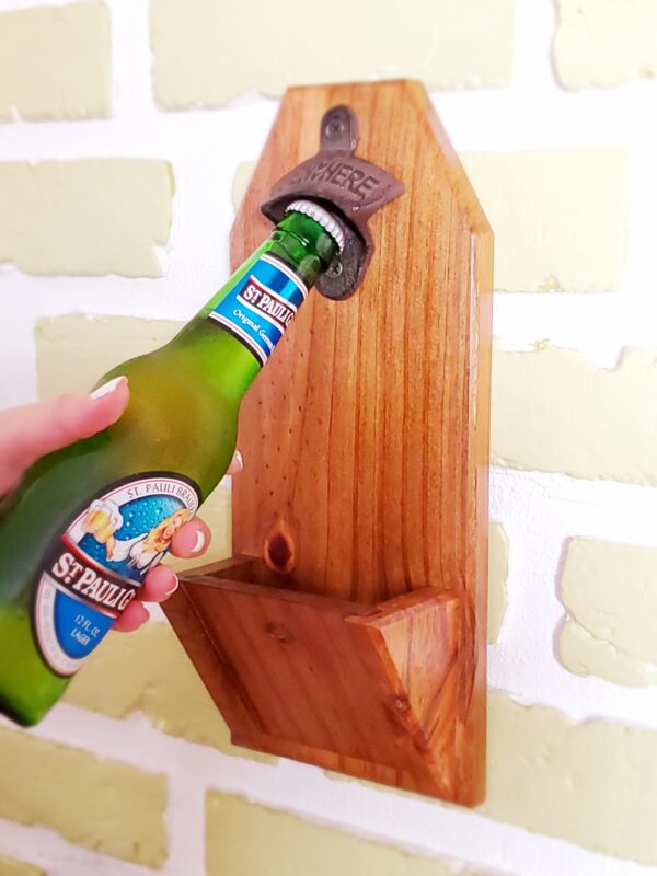 Farmhouse style easy clean beer opener, soda pop opener, man cave accessories, gift for him, wall mounted beer bottle opener, modern rustic home décor, vintage cast iron hardware, backyard BBQ tools for him, gift idea, handmade, rustic style décor