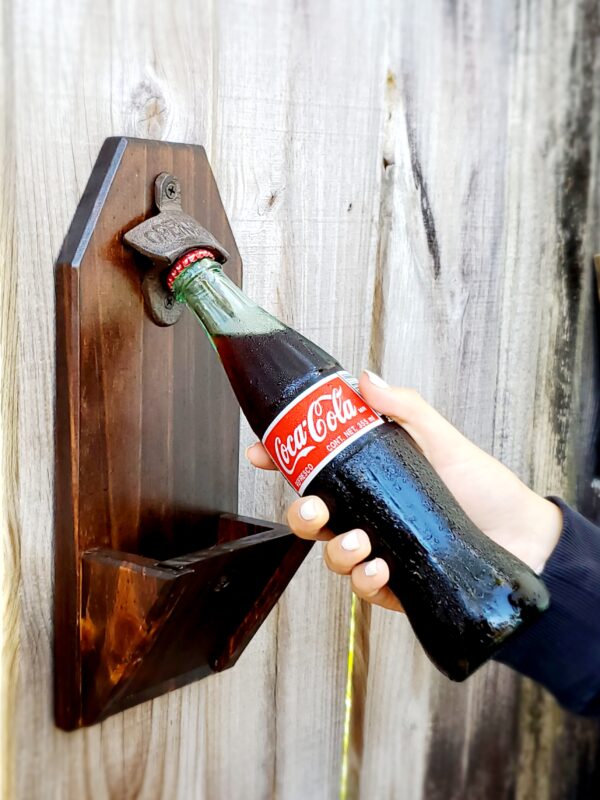 Farmhouse style easy clean beer opener, soda pop opener, man cave accessories, gift for him, wall mounted beer bottle opener, modern rustic home décor, vintage cast iron hardware, backyard BBQ tools for him, gift idea, handmade, rustic style décor