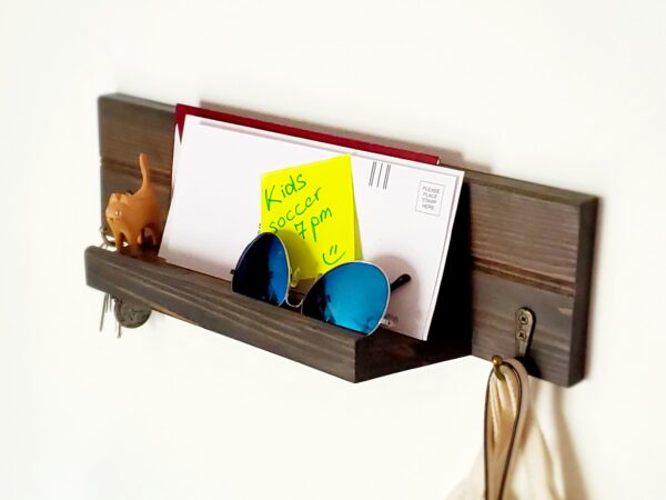 Entryway Mail Key Organizer, Modern Rustic Mail Holder, Entry door décor, Handmade Key Shelf, Wall-mounted letter wooden rack, mud room mail shelf, handmade home functional décor, wall mounted wood shelf, key hooks hangers, sunglasses display, housewarming gift