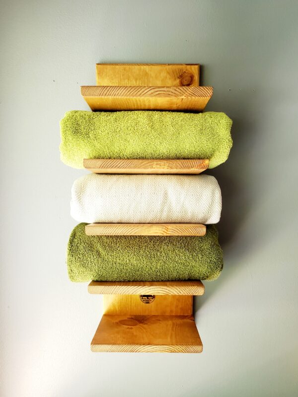 X-Large Towel Rack (Modern Rustic Style- Beveled Edges) READY TO SHIP, Farm House, Bathroom storage, Shower, Wet room, Wood shelf