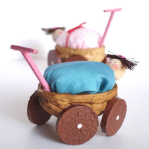 Walnut Carriage With Baby