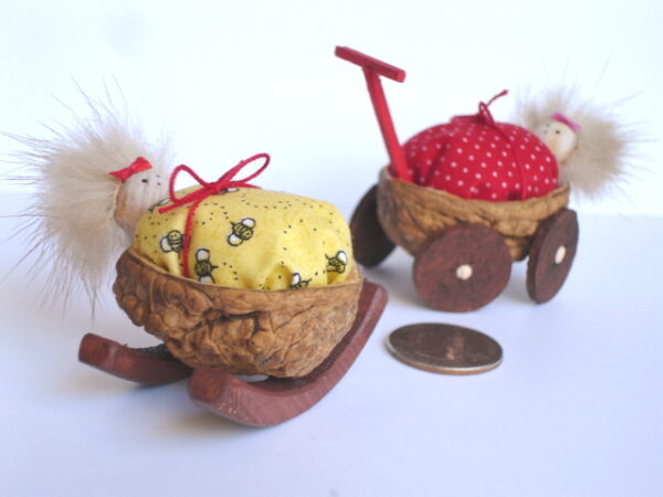 Walnut Rocking Crib With Baby - Image 11