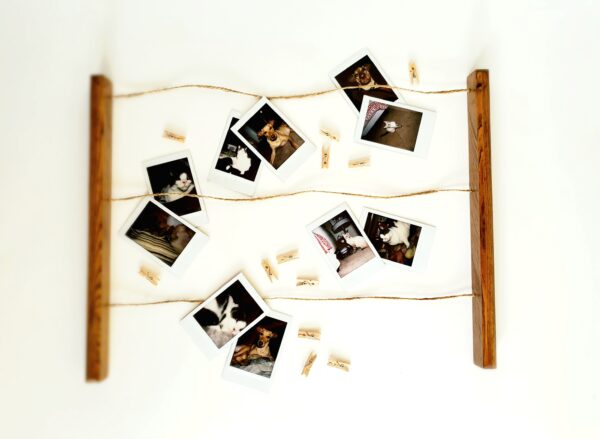 Wall mounted polaroid pictures rack, Clothespin Photo collage holder, College dorm décor, study room accessory, Snaps Displaying, Fuji Instax prints, Fun decoration, Instant pics, handmade home décor, HP Sprocket prints display