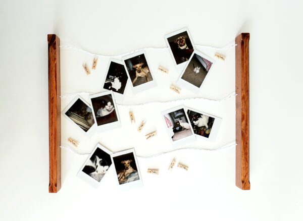 Wall mounted polaroid pictures rack, Clothespin Photo collage holder, College dorm décor, study room accessory, Snaps Displaying, Fuji Instax prints, Fun decoration, Instant pics, handmade home décor, HP Sprocket prints display