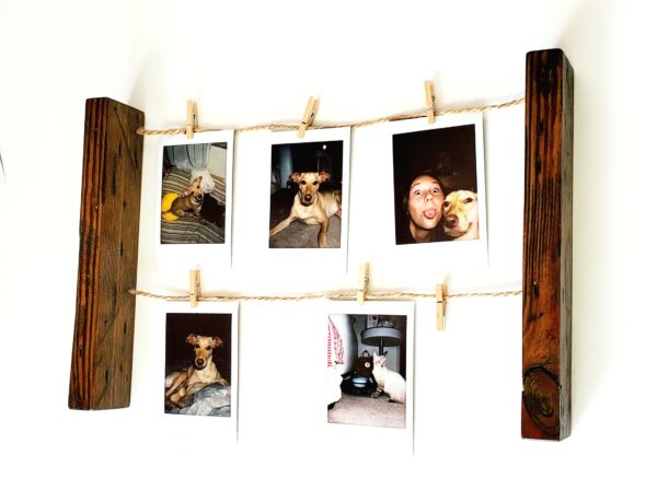 Wall mounted polaroid pictures rack, Clothespin Photo collage holder, College dorm décor, study room accessory, Snaps Displaying, Fuji Instax prints, Fun decoration, Instant pics, handmade home décor, HP Sprocket prints display