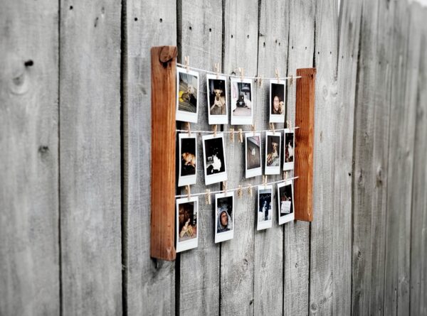 Wall mounted polaroid pictures rack, Clothespin Photo collage holder, College dorm décor, study room accessory, Snaps Displaying, Fuji Instax prints, Fun decoration, Instant pics, handmade home décor, HP Sprocket prints display