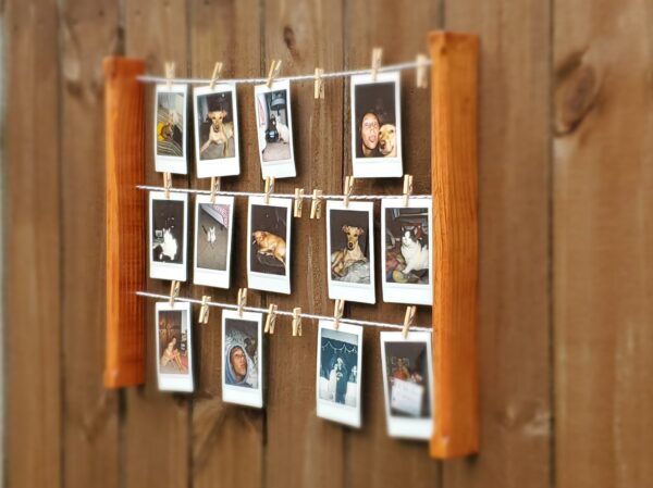 Wall mounted polaroid pictures rack, Clothespin Photo collage holder, College dorm décor, study room accessory, Snaps Displaying, Fuji Instax prints, Fun decoration, Instant pics, handmade home décor, HP Sprocket prints display