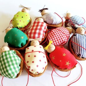 Walnut babies hand made home décor Christmas ornaments