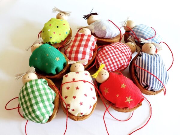 Walnut babies hand made home décor Christmas ornaments